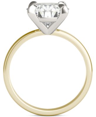 Moissanite Classic Basket Solitaire Engagement Ring (3 ct. t.w.) in Two-Tone 14k Gold