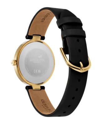 Women's Dimension Black Leather Strap Watch, 32mm