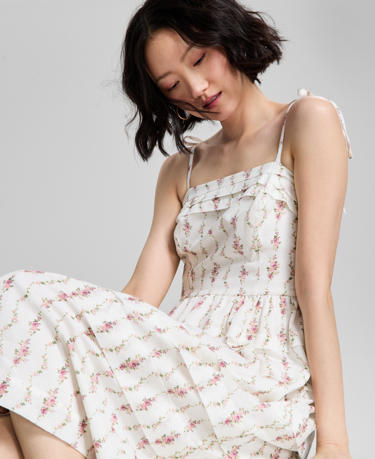 And Now This Women's Printed Tiered Midi Dress, Exclusively At Macy's In Pink,cream Floral
