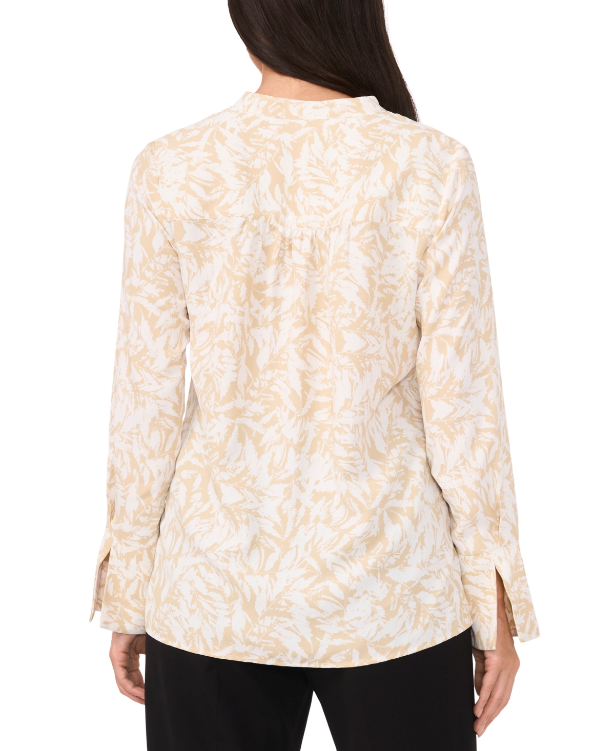 VINCE CAMUTO WOMEN'S PRINTED V-NECK LONG-SLEEVE TOP 