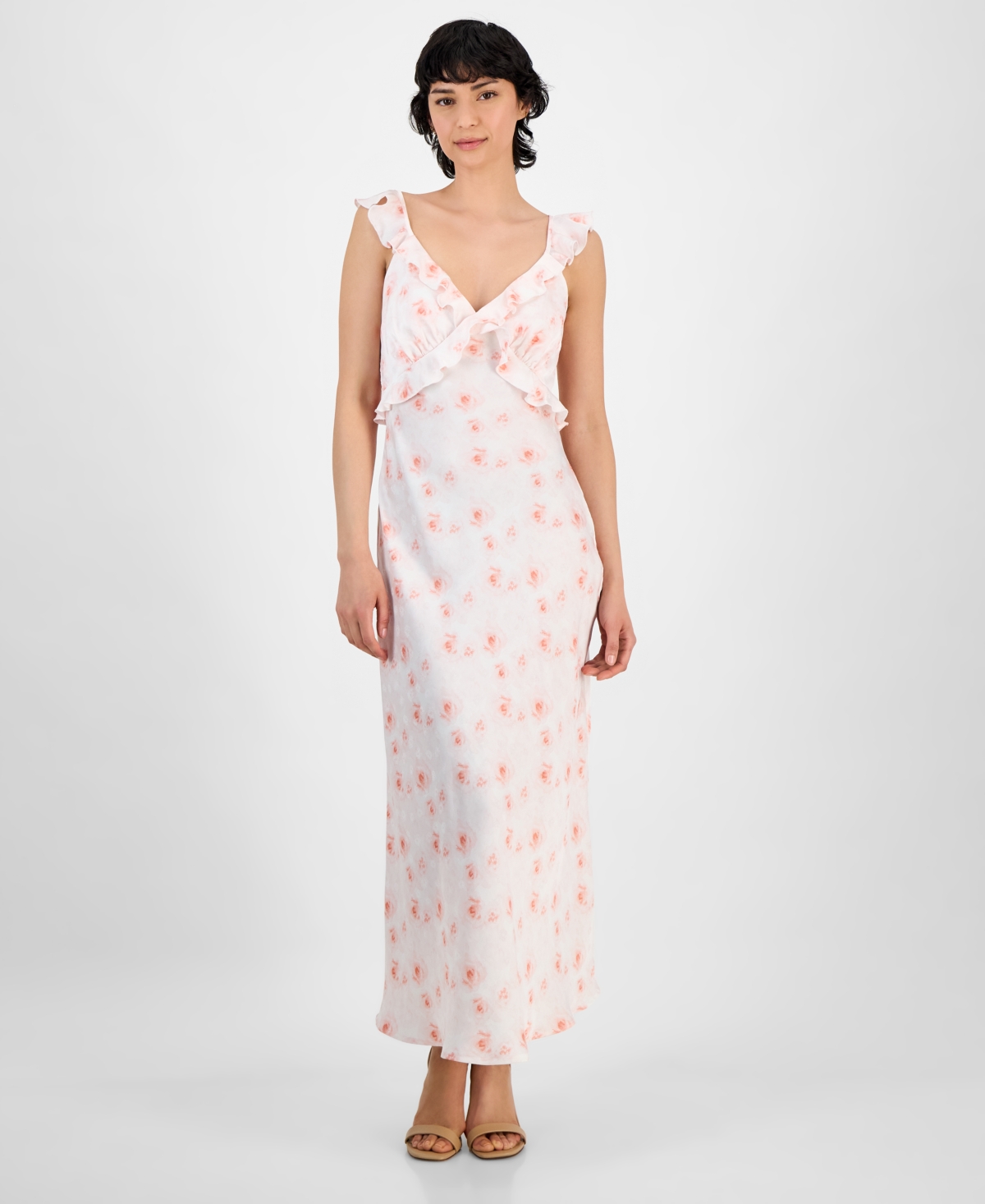 And Now This Women's Crisscross Ruffled Slip Dress, Exclusively At Macy's In Pink Floral
