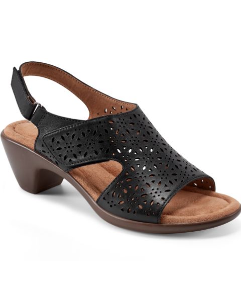 Женские сандалии Easy Spirit Calix Laser Cut Leather Slingback, цвет: Чёрный кожаный
