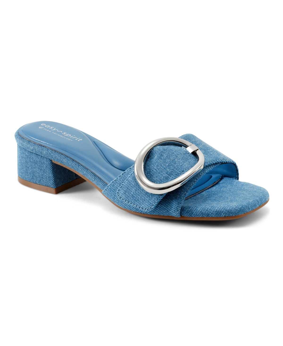 Shop Easy Spirit Women's Roxana Eflex Buckle Block Heel Sandals In Blue Denim