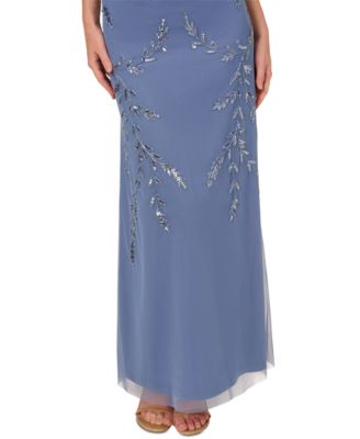 Papell Studio Women's Beaded Flutter-Sleeve Blouson Gown