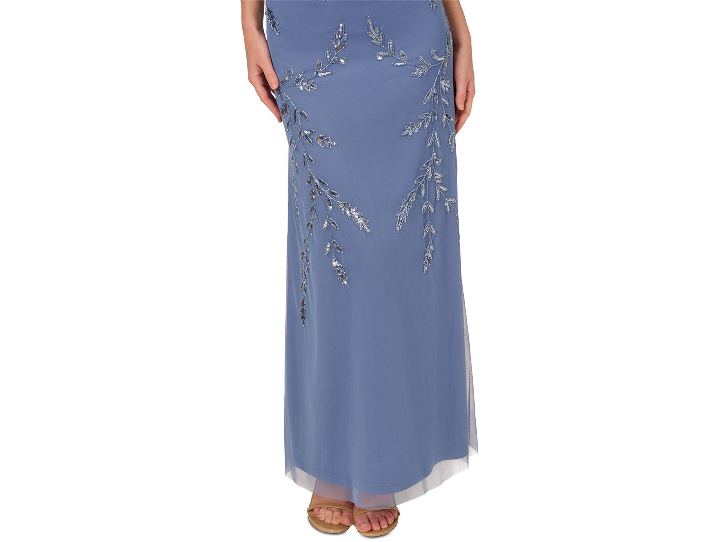 Женские платья Adrianna Papell Beaded Flutter-Sleeve Blouson Gown, цвет: Синий — фото 4