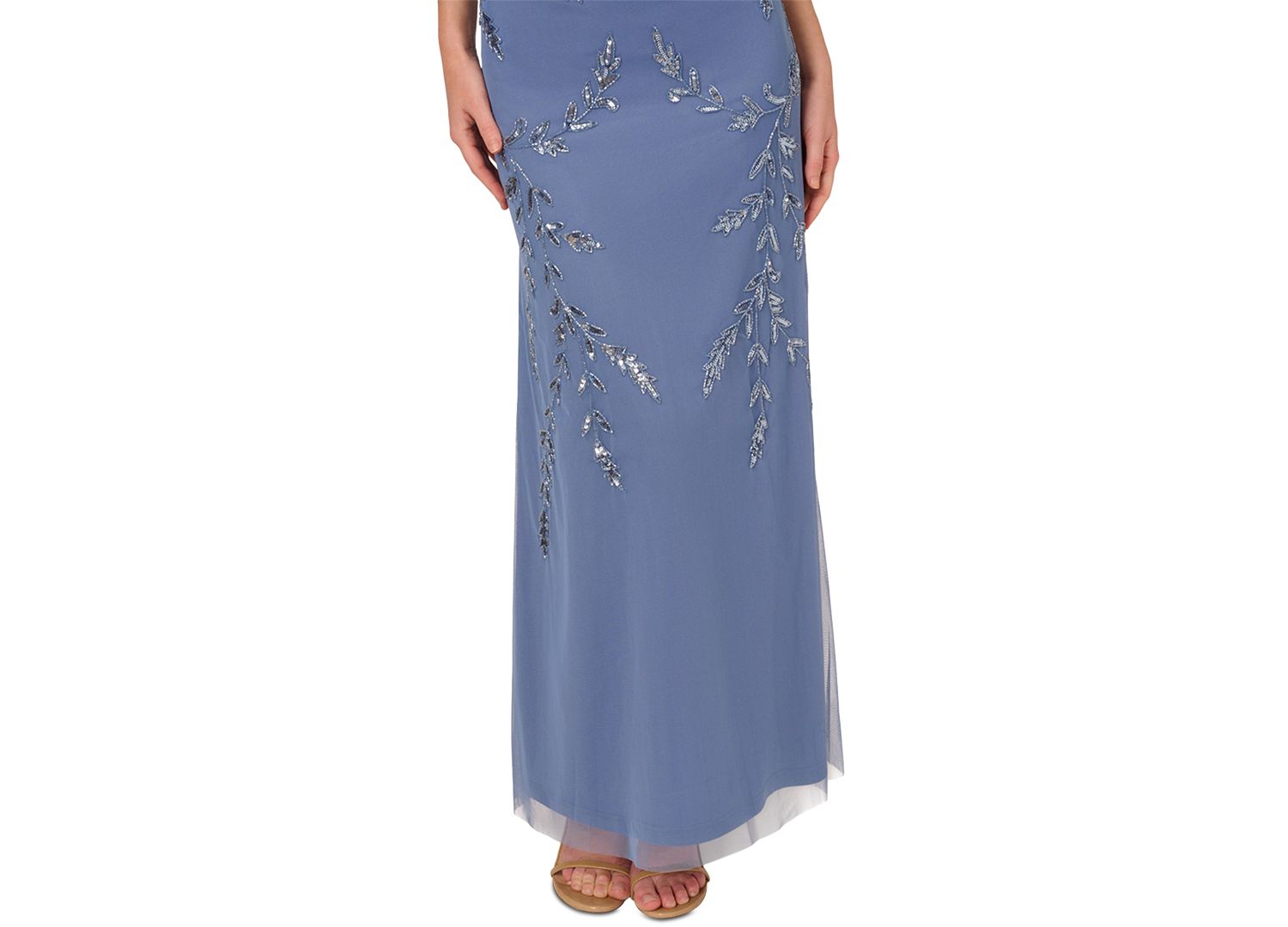 Women's Beaded Flutter-Sleeve Blouson Gown