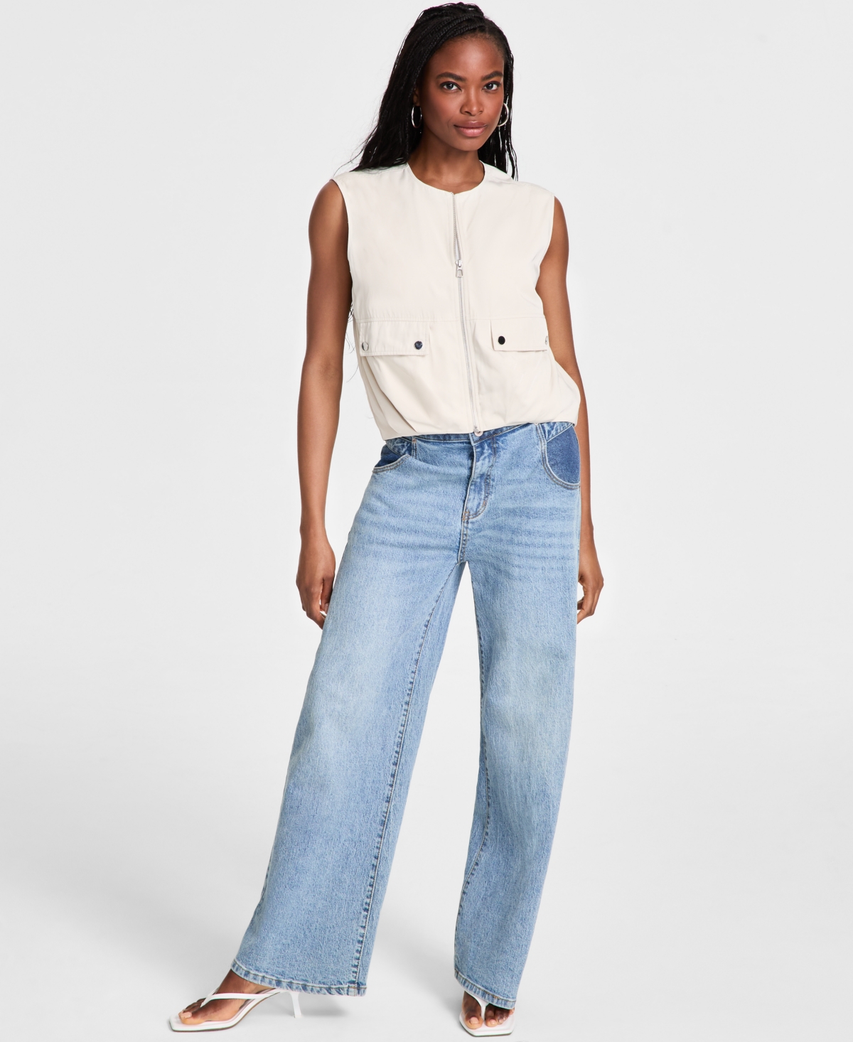 BAR III WOMEN'S BUBBLE-HEM CARGO VEST, EXCLUSIVELY AT MACY'S 