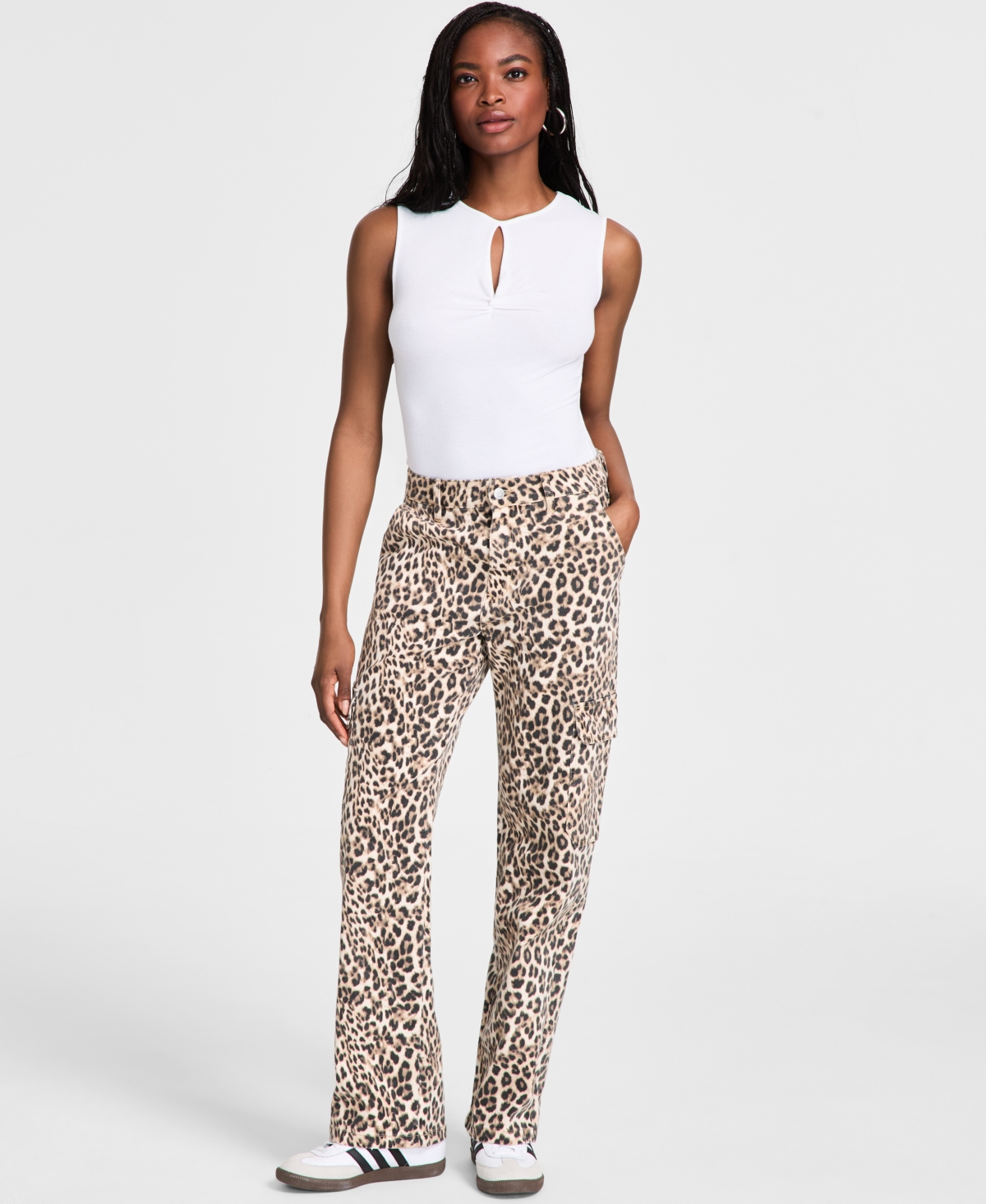 Bariii Bar Iii Women's Cheetah Print Cargo Jeans, Exclusively at Macy's - Clara Cheetah A