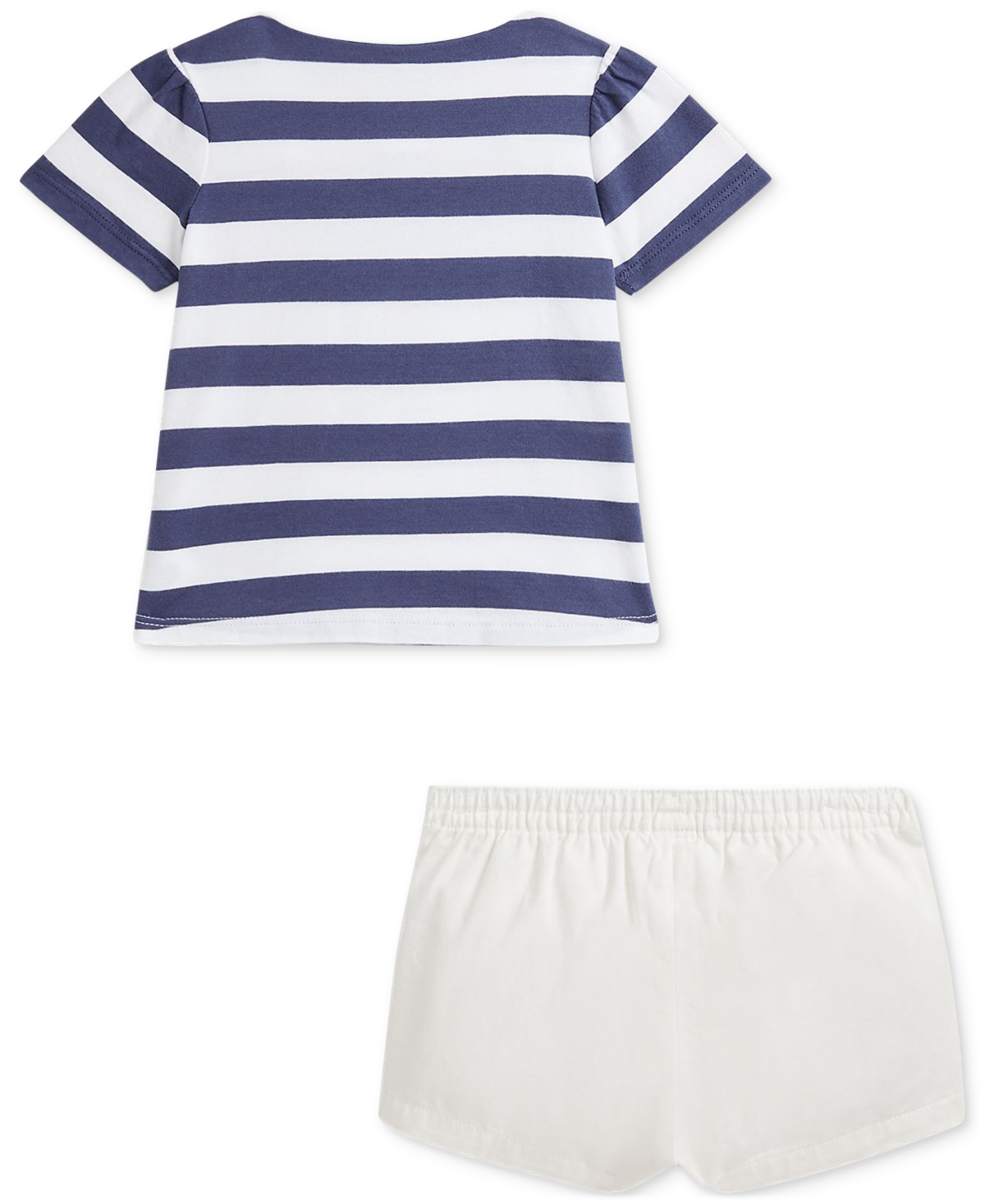 Polo Ralph Lauren Baby Girls Striped Polo Bear Tee & Twill Short Set In Blue
