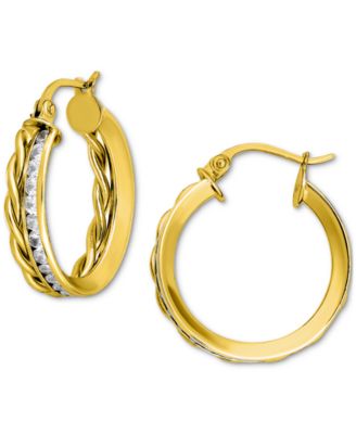 Cubic Zirconia Channel-Set Hoop Earrings (3-1/4 ct. t.w.) in 18k Gold over Sterling Silver