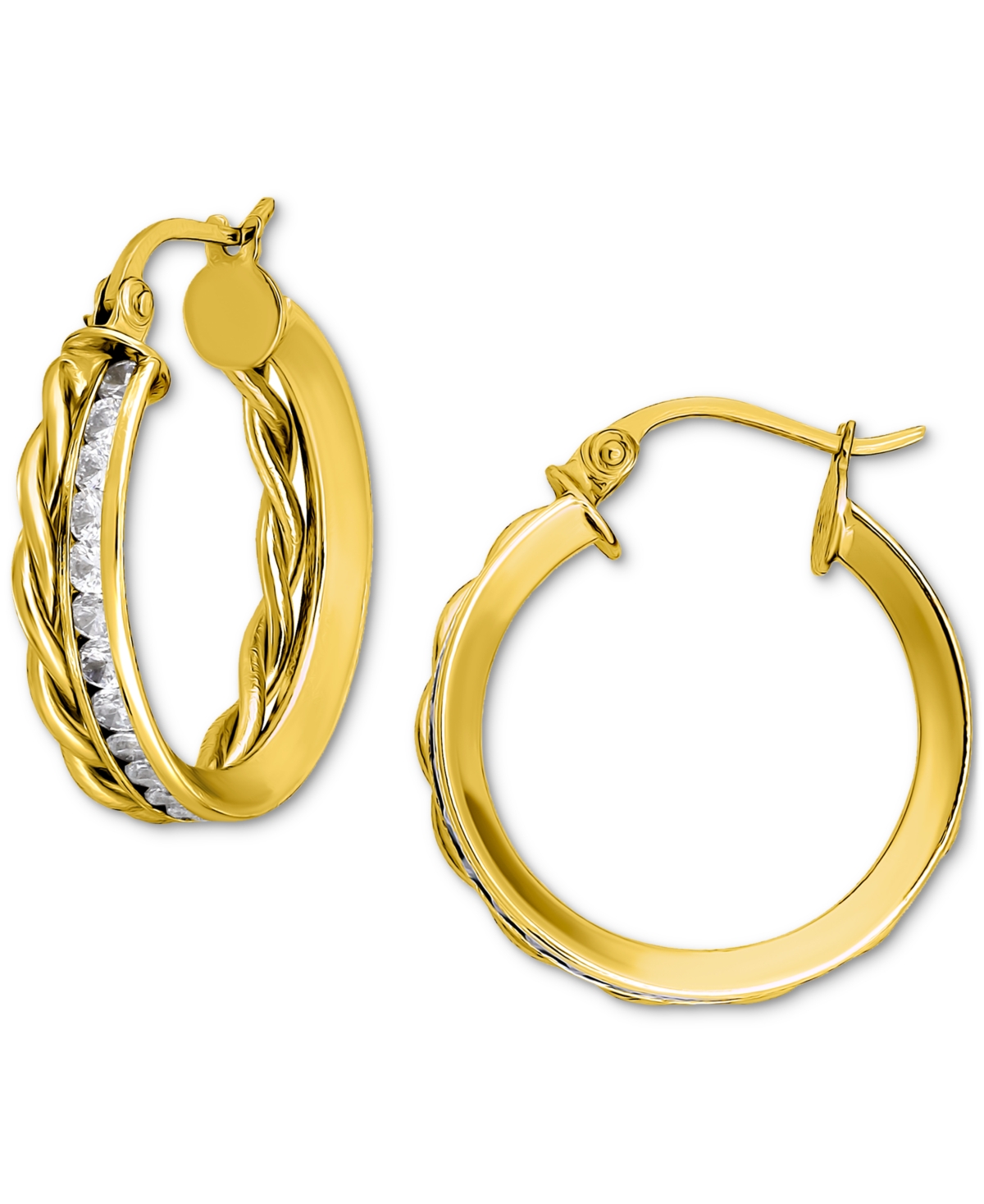 Giani Bernini Cubic Zirconia Channel-set Hoop Earrings (3-1/4 Ct. T.w.) In 18k Gold Over Sterling Silver In Gold