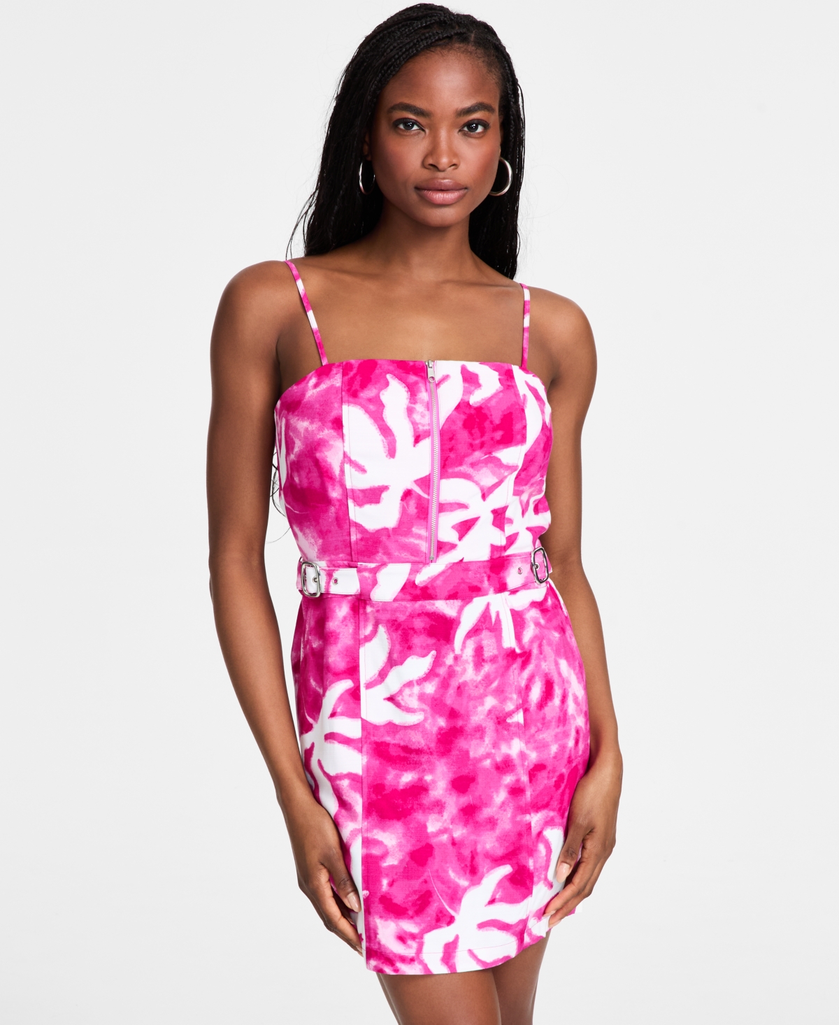 Bar Iii Women's Printed Sleeveless Zip-front Mini Dress, Exclusively At Macy's In Layla Trop A