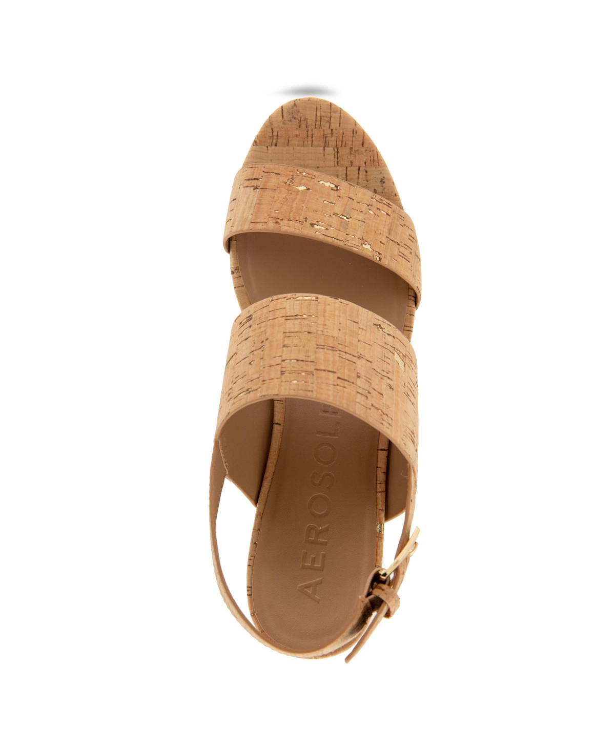 Shop Aerosoles Women's Camilia Round Toe Platform Sandals In Cork,gold Fleck
