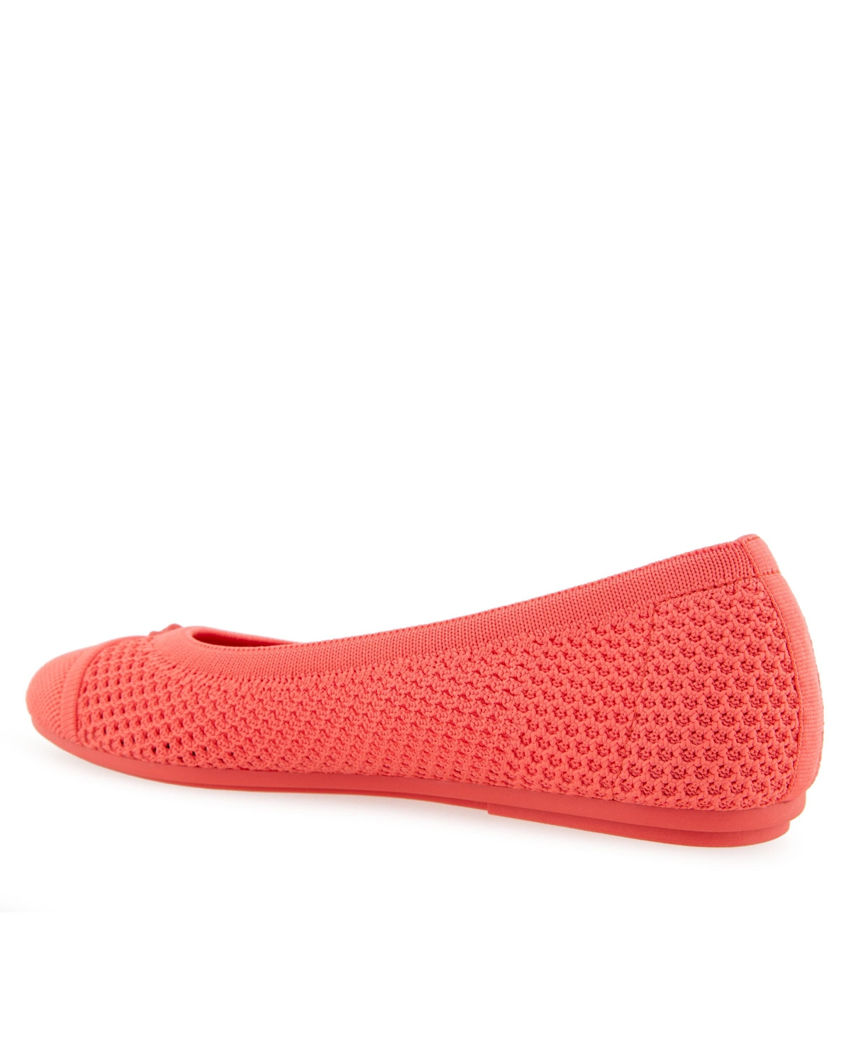 Shop Aerosoles Women's Annelie Round Toe Ballet Flats In Coral Knit Fabric