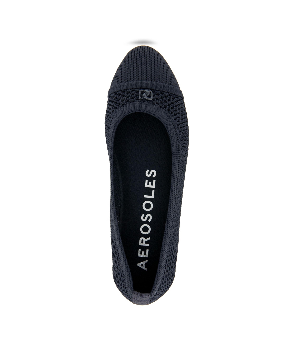 Shop Aerosoles Women's Annelie Round Toe Ballet Flats In Navy Knit Fabric