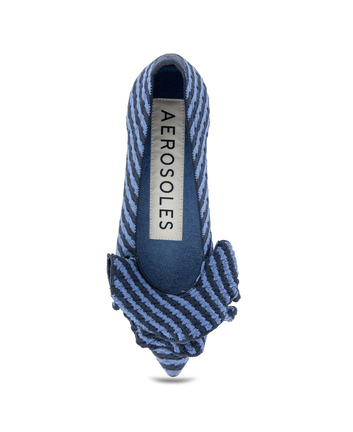 Shop Aerosoles Women's Damira Pointed Toe Dress Flats In Blue Jean Textured Striped Knit Fabric