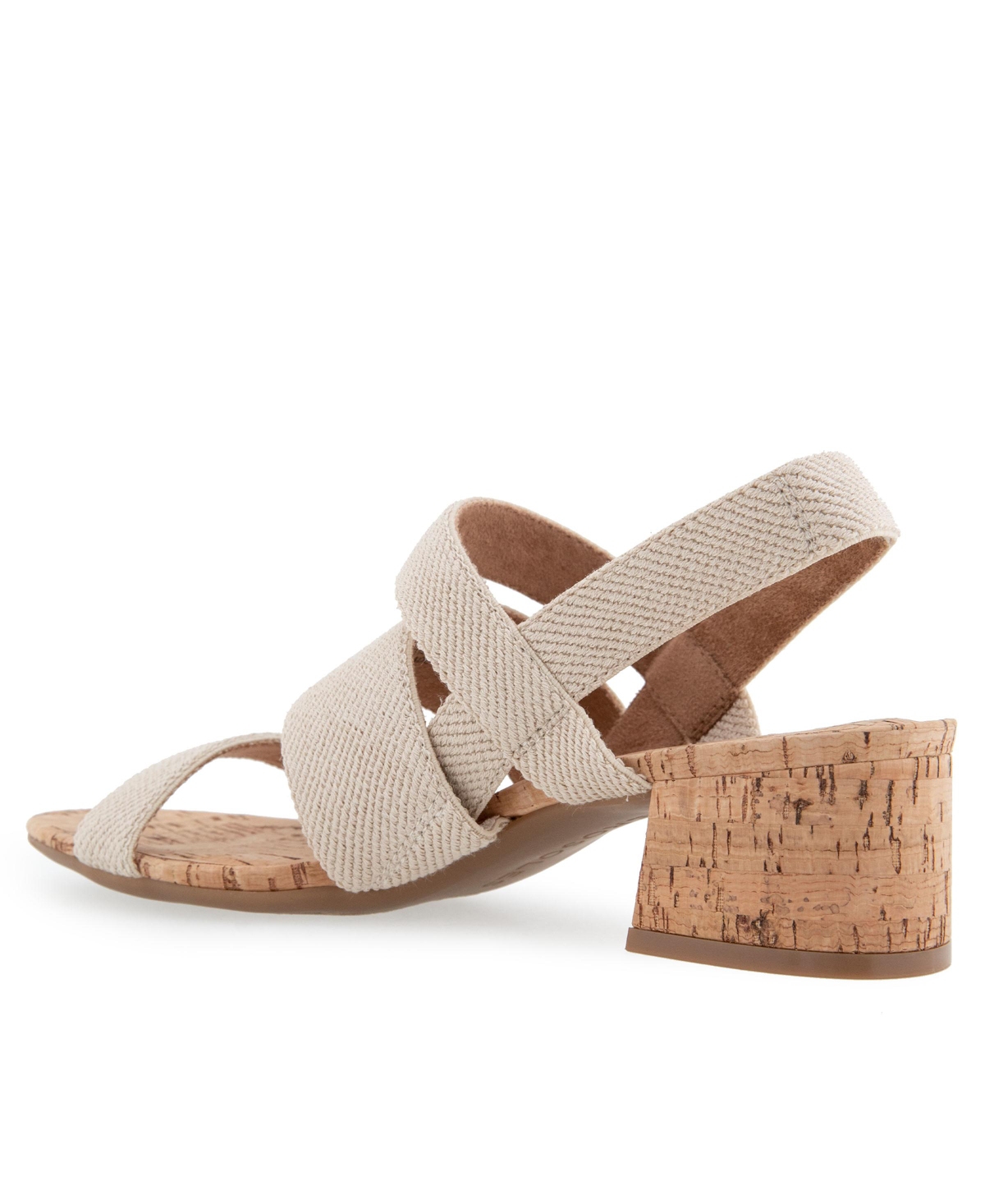 Shop Aerosoles Women's Chara Round Toe Slingback Sandals In Natural Linen Elastic Fabric