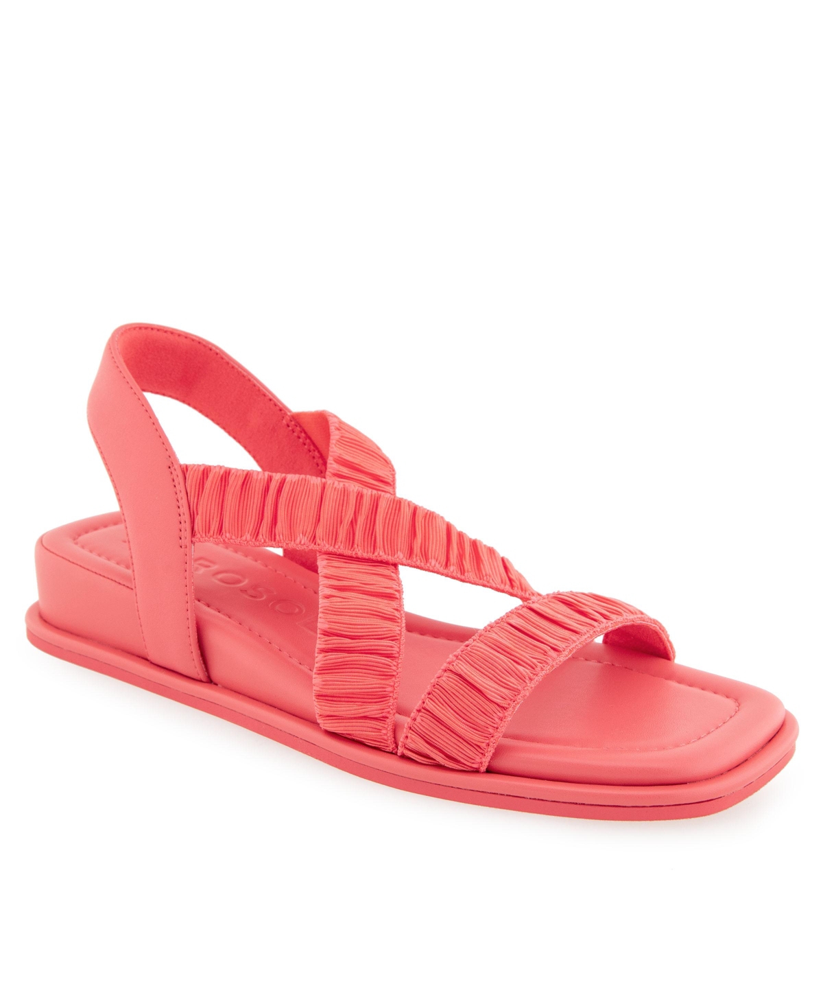 Shop Aerosoles Women's Bora Wedge Sandals In Coral Rouched Elastic Fabric