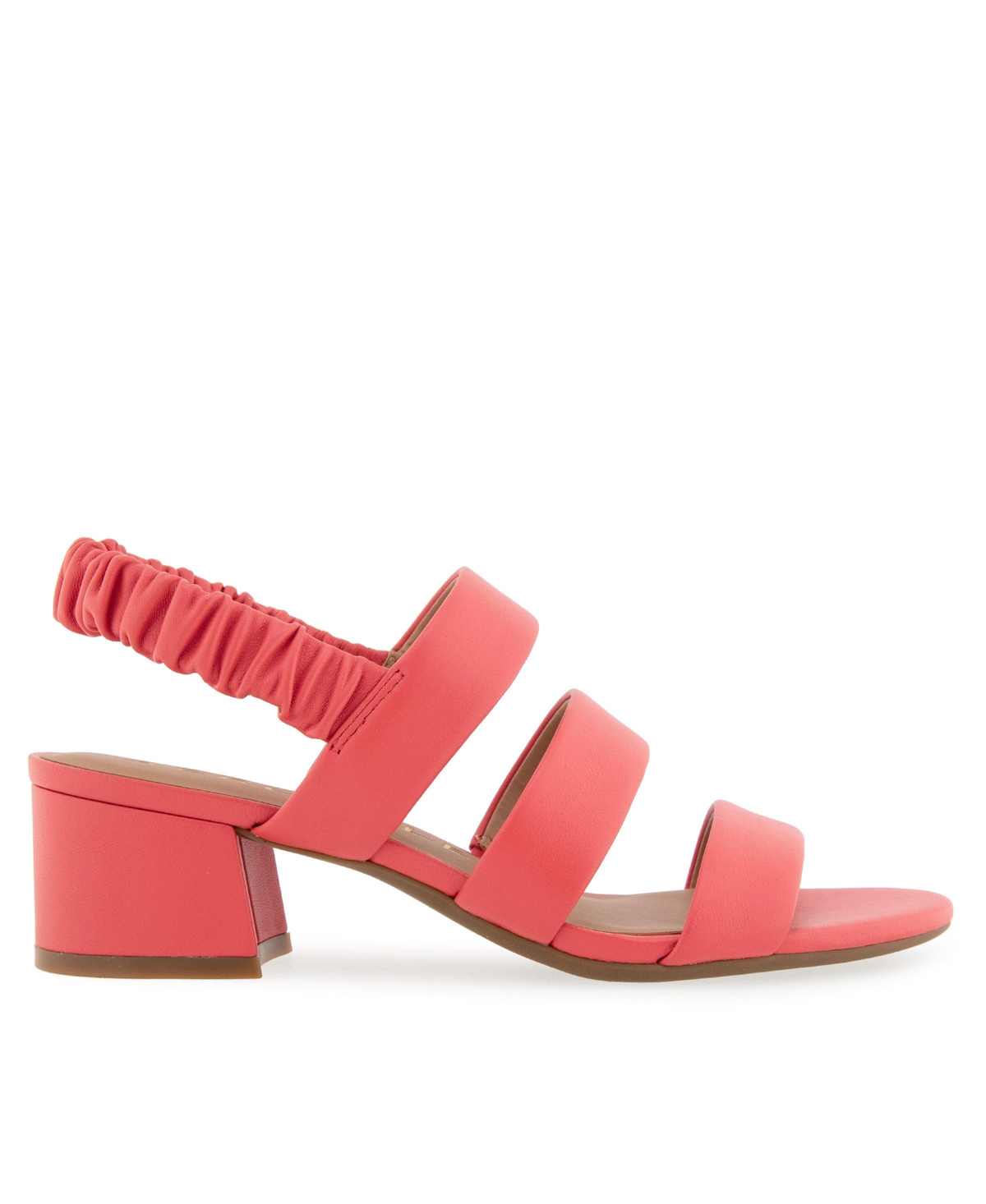 Shop Aerosoles Women's Clarissa Round Toe Slingback Sandals In Coral Leather