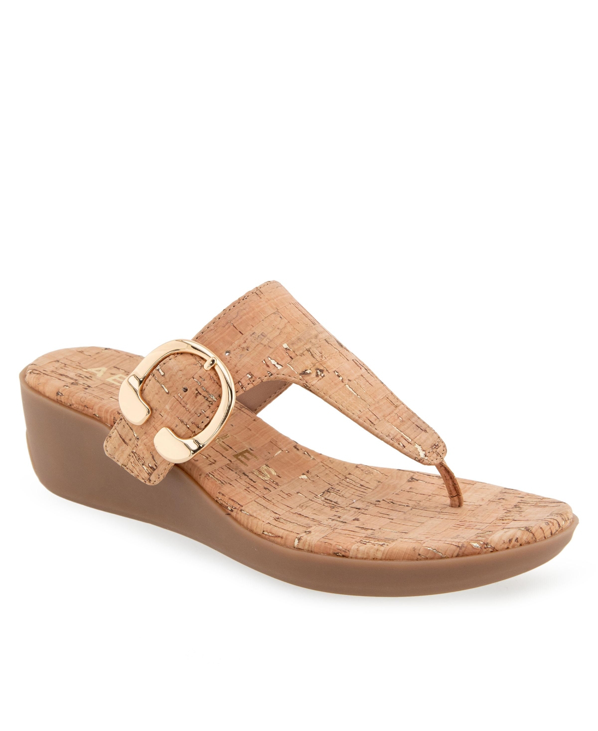 Women's Izola Round Toe Wedge Sandals - Coral Faux Leather