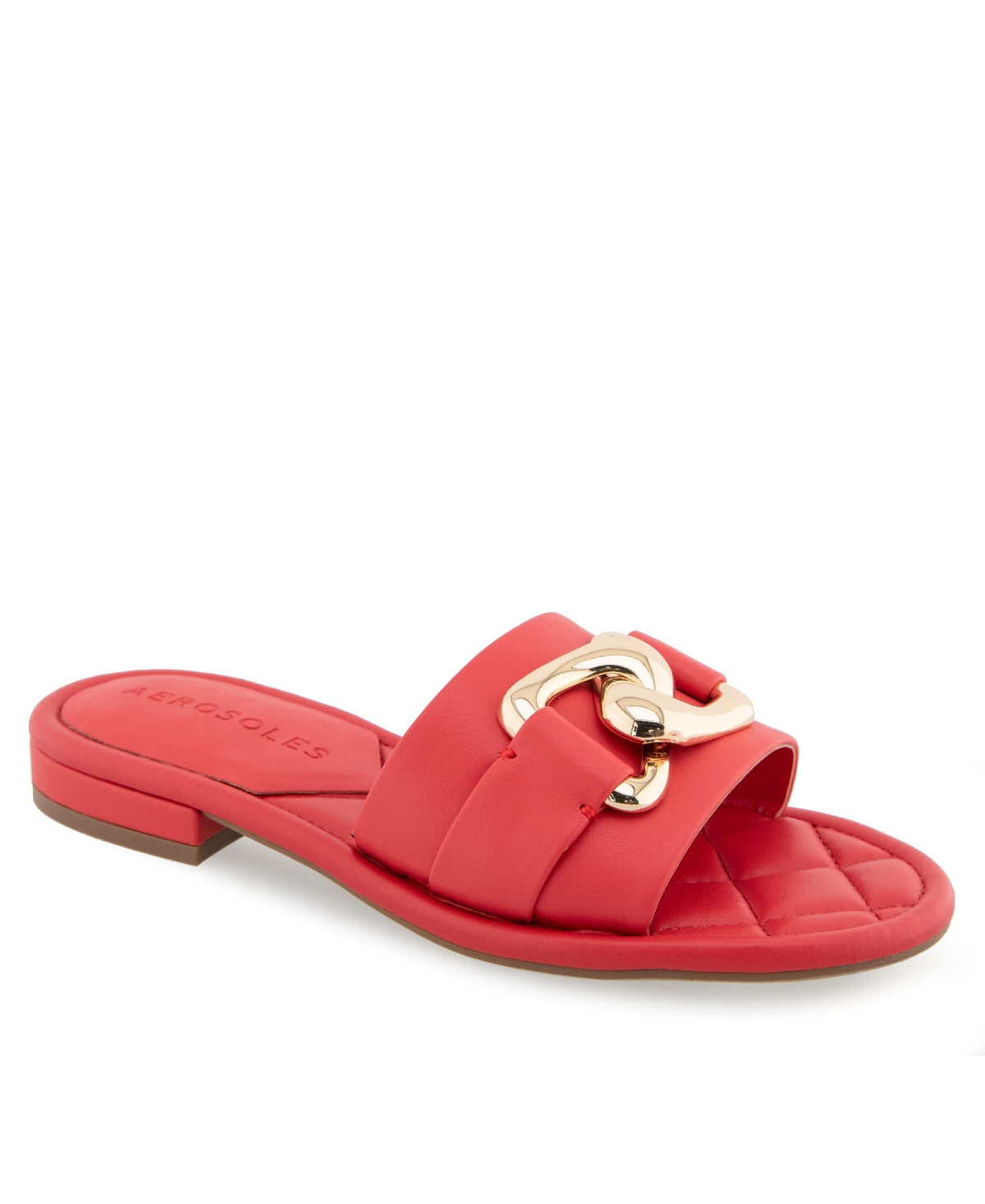 Shop Aerosoles Women's Big Charm Slide Open Toe Sandals In Coral Faux Leather