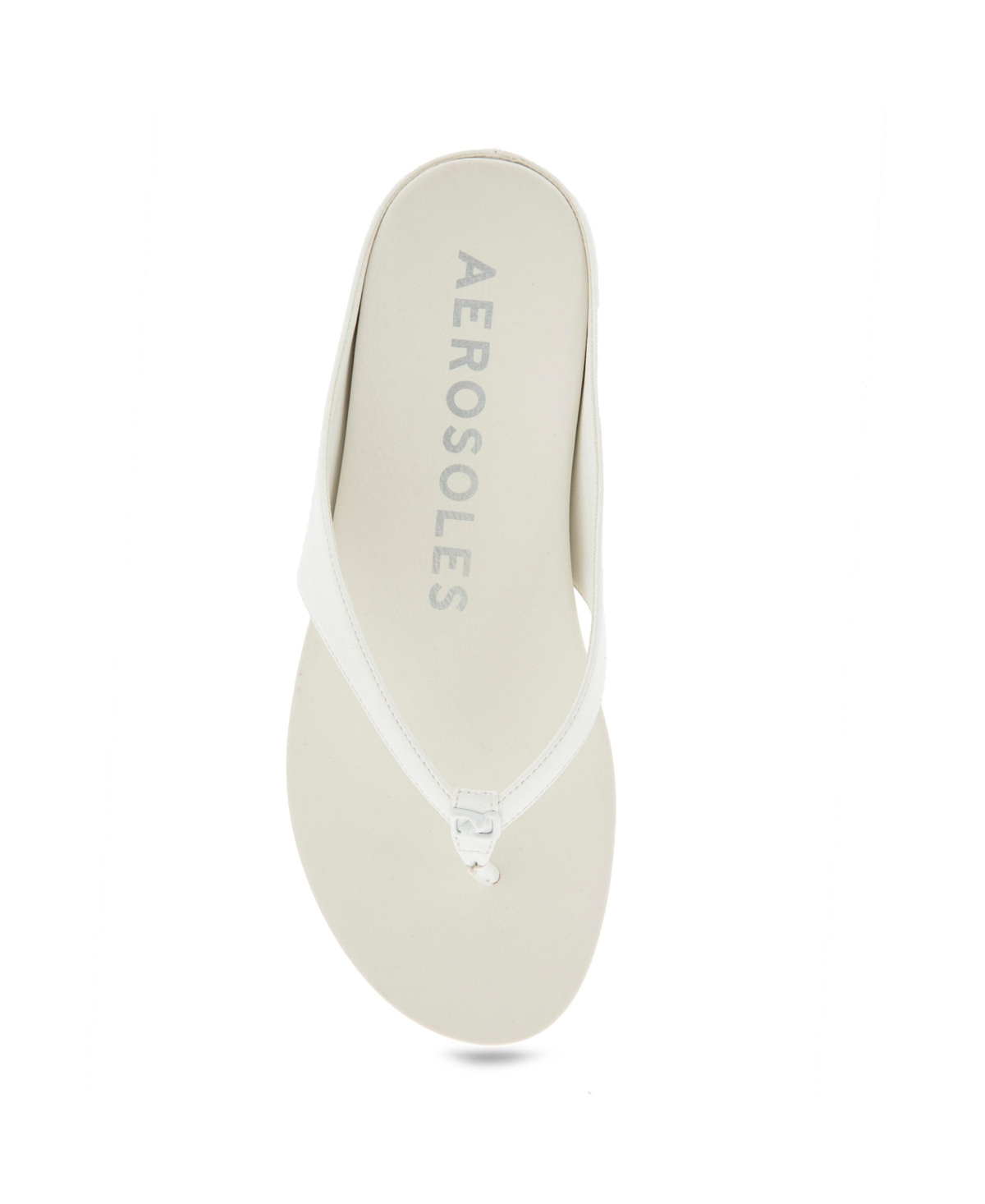 Shop Aerosoles Women's Fisher Round Toe Thong Sandals In White Faux Leather
