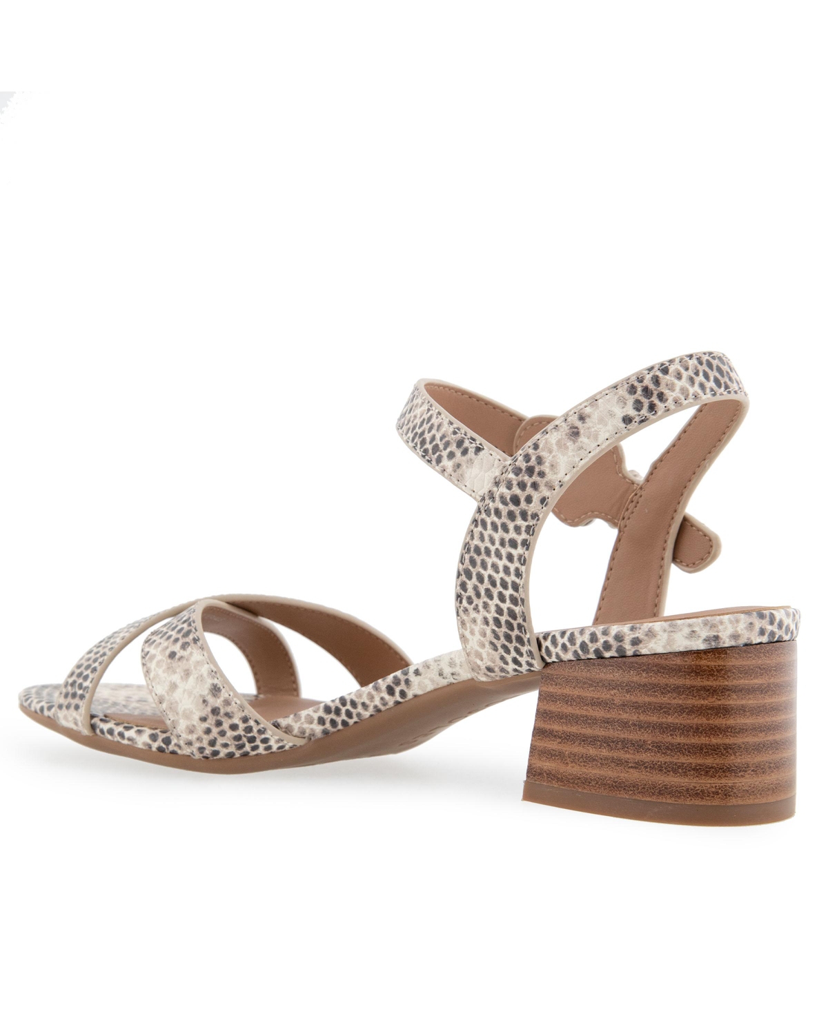 Shop Aerosoles Women's Cinzia Round Toe Dress Sandals In Roccia Printed Snake Faux Leather