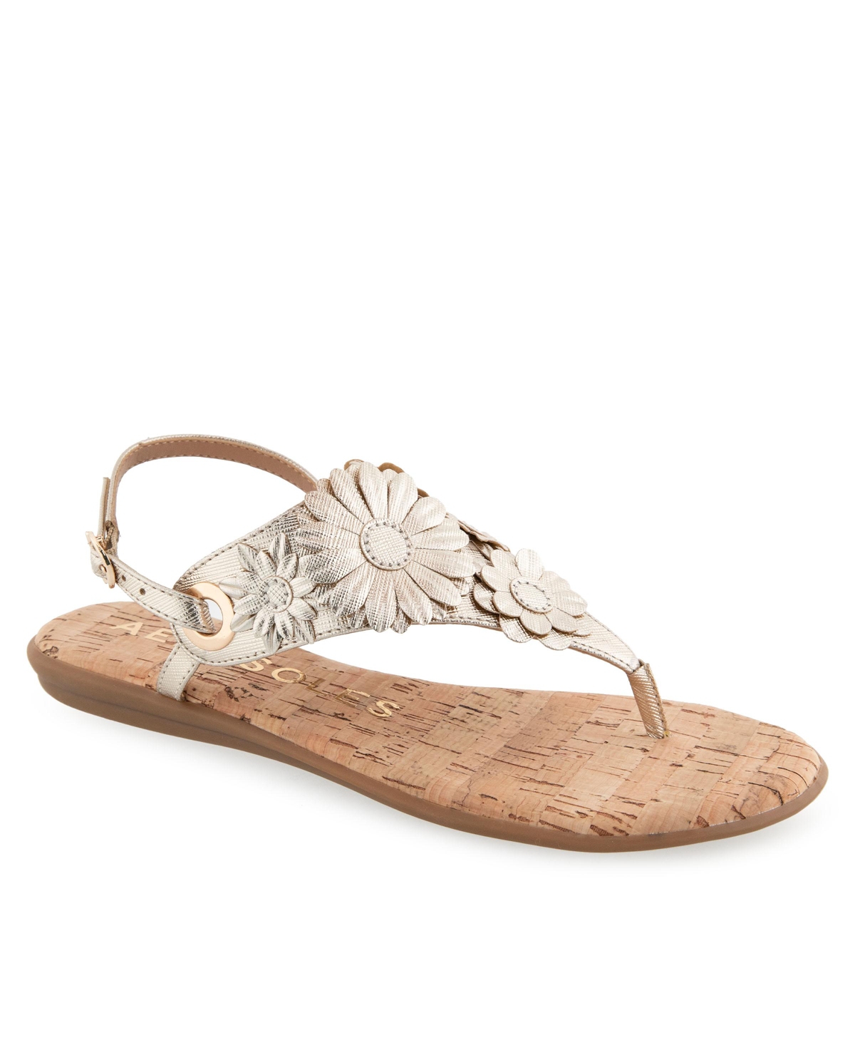 Women's Connie Round Toe Flat Sandals - Black Faux Leather