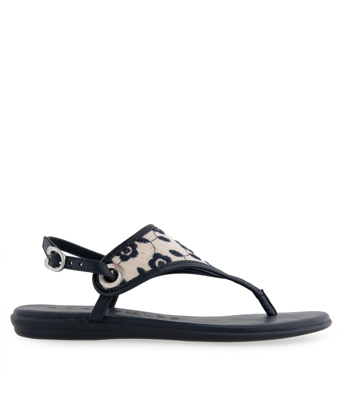 Shop Aerosoles Women's Conclusion Thong Open Toe Sandals In Natural,navy Floral Linen