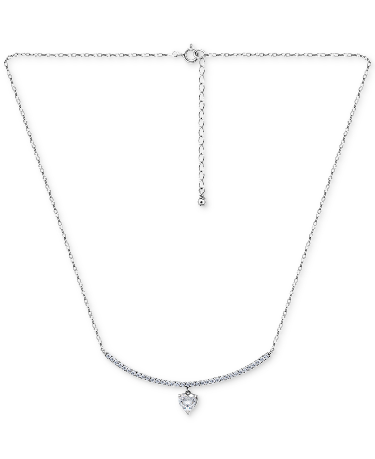 Giani Bernini Cubic Zirconia Heart Pendant Necklace (2-1/20 Ct. T.w.) In Sterling Silver, 16" + 2" Extender In Silver