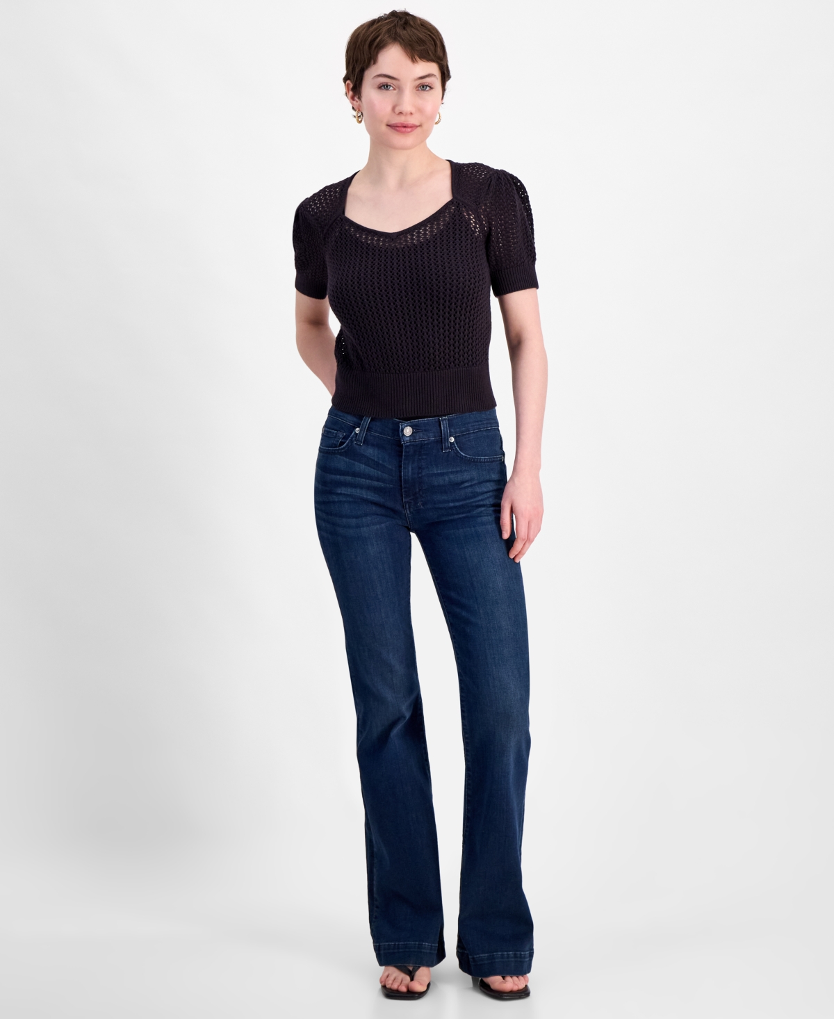 7 For All Mankind Women's Dojo Tailorless Flare-leg Jeans In Blue