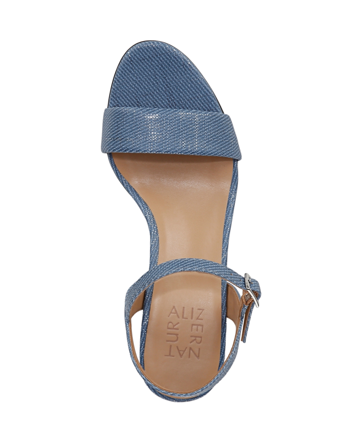 Shop Naturalizer Women's Bristol Block Heel Dress Sandals In Denim Blue Metallic Twill Faux Leather