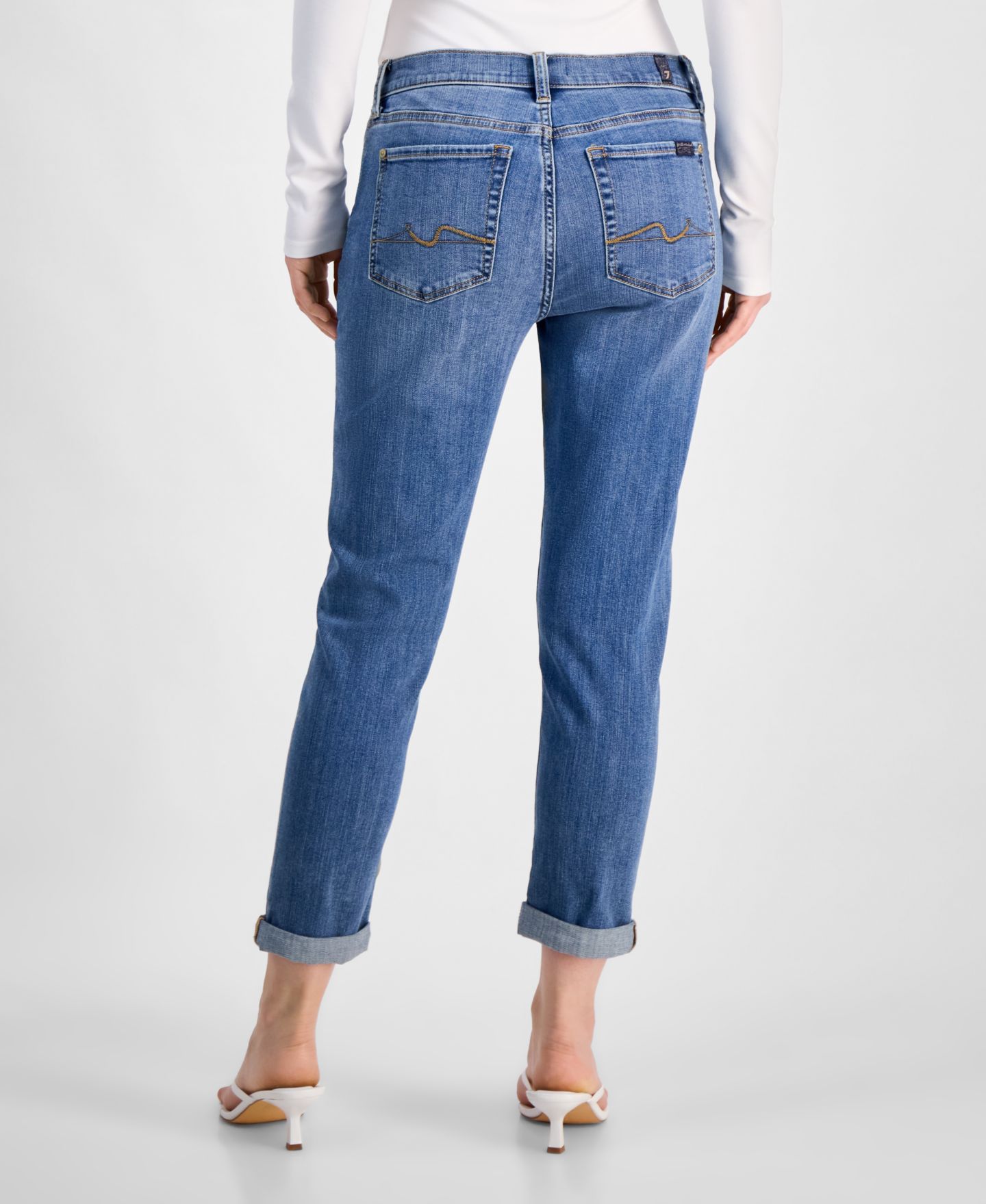 Женские джинсы 7 For All Mankind Josefina Cuffed Skinny, цвет: Saltwater — фото 4