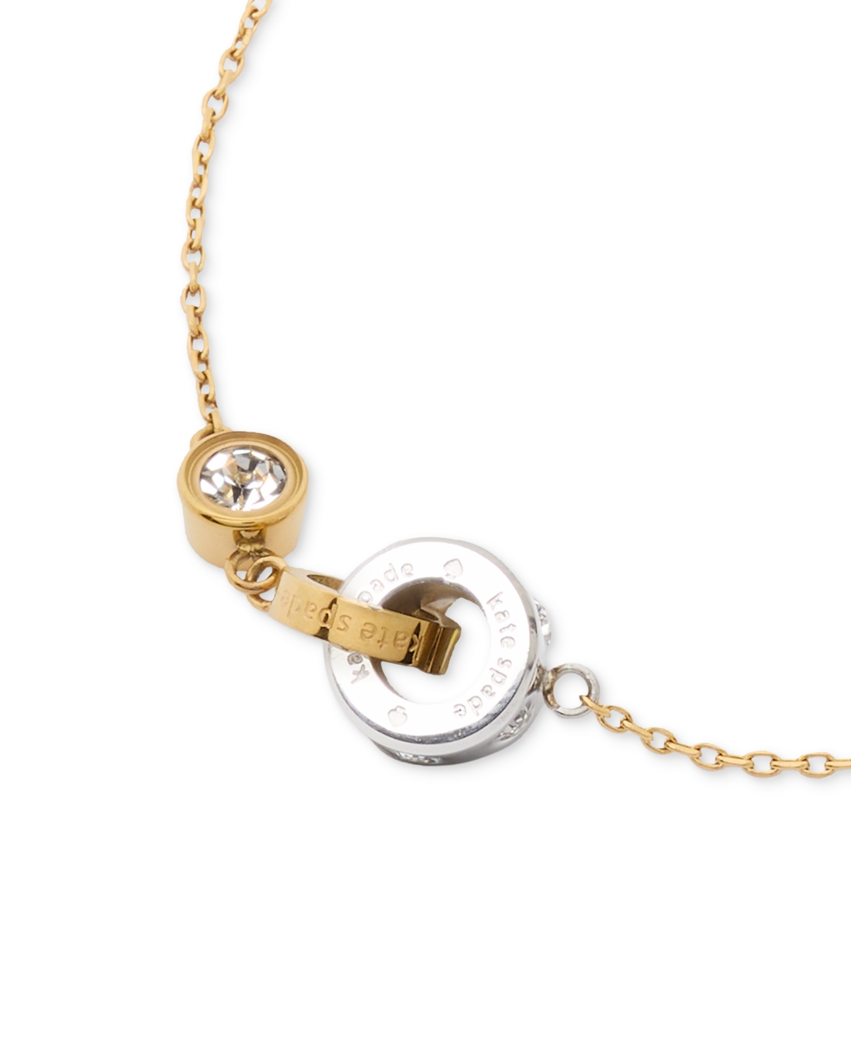 Kate Spade New York Interlocking Two-tone Bezel Stone Chain Bracelet In Clear,two Tone