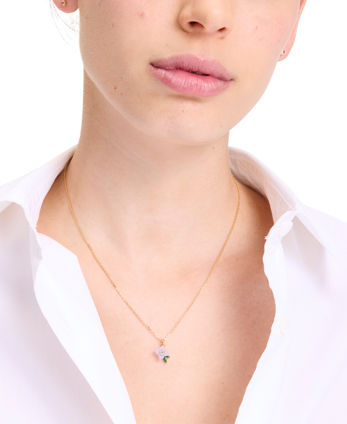 Shop Kate Spade Gold-tone Cubic Zirconia Flower Pendant Necklace, 16" + 3" Extender In Blue,multi