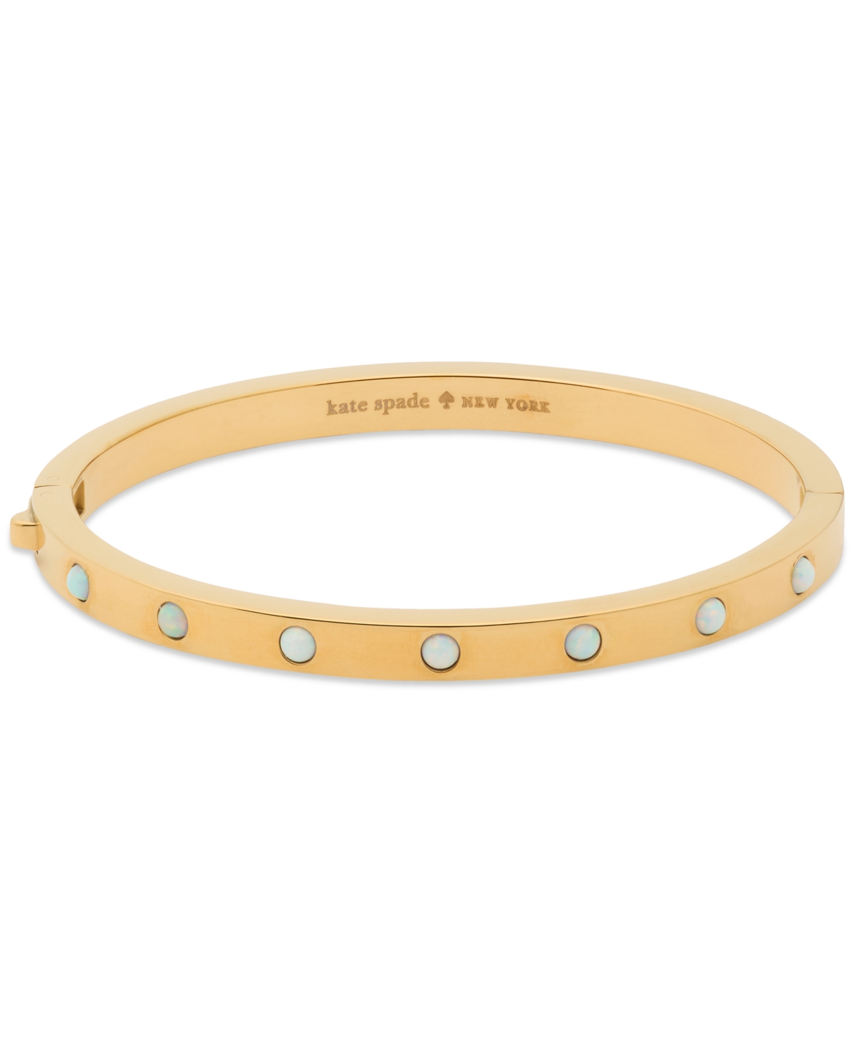 Shop Kate Spade Set In Stone Gold-tone Hinge Bangle Bracelet In Opal