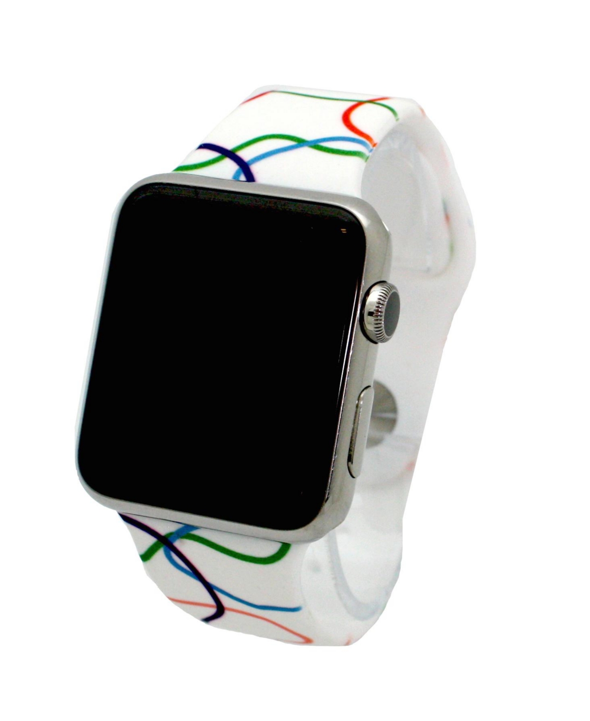 Olivia Pratt White & Colorful Stripes Printed Silicone Apple Watch Band