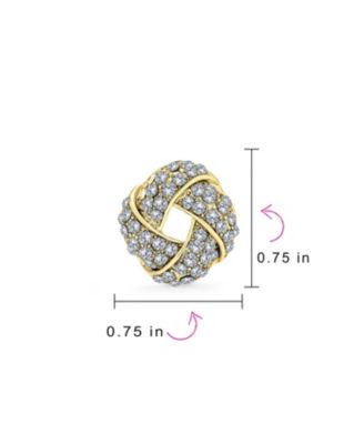 Fashion Twist Braided Crystal Love Knot Clip-On Earrings Non-Pierced Ears