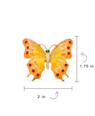 Multi Color Butterfly Brooch Pin Crystal Accent Enamel Plated