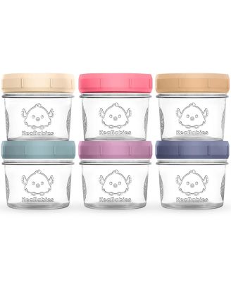 KeaBabies 6pk Prep Baby Food Storage Containers 4 oz Leak-Proof Bpa Free Glass Baby Food Jars for Feeding - Sunset 20$