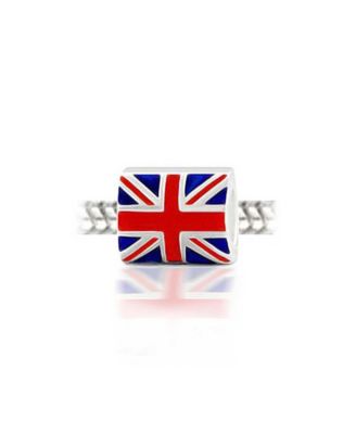 Union Jack Charm Bead Sterling European Bracelet