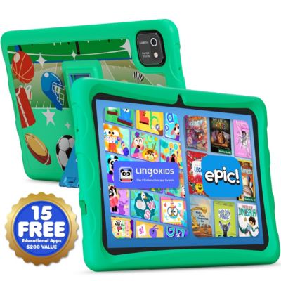 K103 10 in. Kids Tablet Android 13, 32GB with Epic! and Lingokids, includes Kid-Proof Case with Kickstand