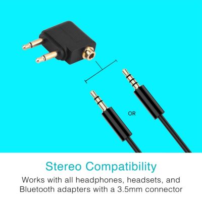 Airplane Headphone Adapter for in-Flight Entertainment Systems - Dual 3.5mm Male to 3.5mm Female