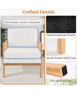 Mid Century Modern Accent Chair with Rattan Arms and Cushion