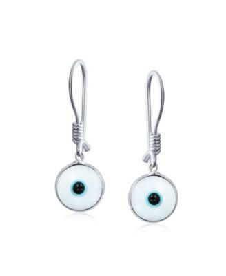 Spiritual Protection Nazar Evil Eye Dangle Earrings Sterling Silver Hooks