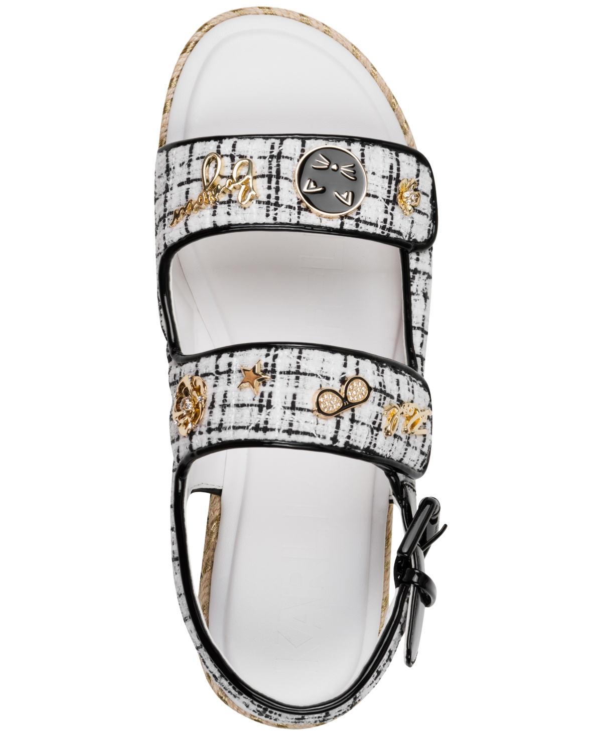 Karl Lagerfeld Women's Charlay Almond Toe Flat Sandals In White,black