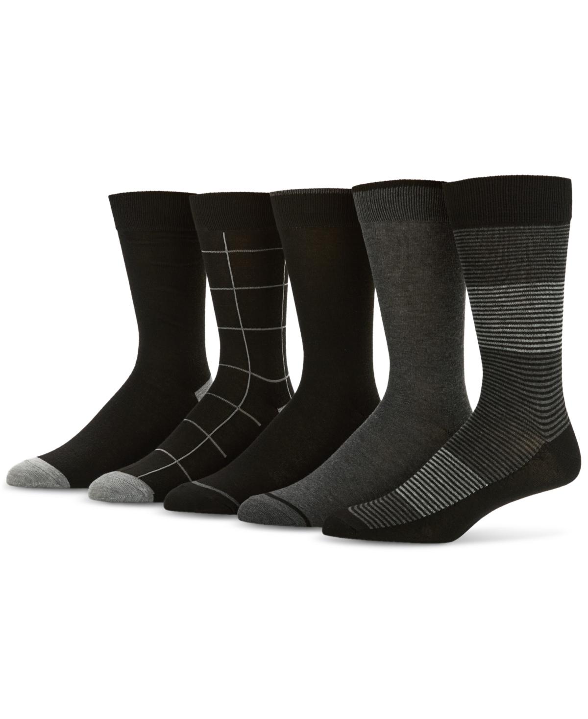 Men's Patterned Crew Socks, 5-pack - 5 Color As