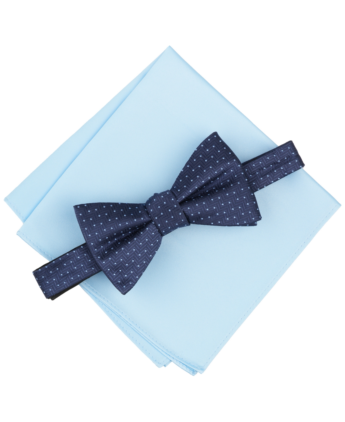 Men's Inari Dot Bow Tie & Solid Pocket Square Set, Exclusively at Macy's - Navy