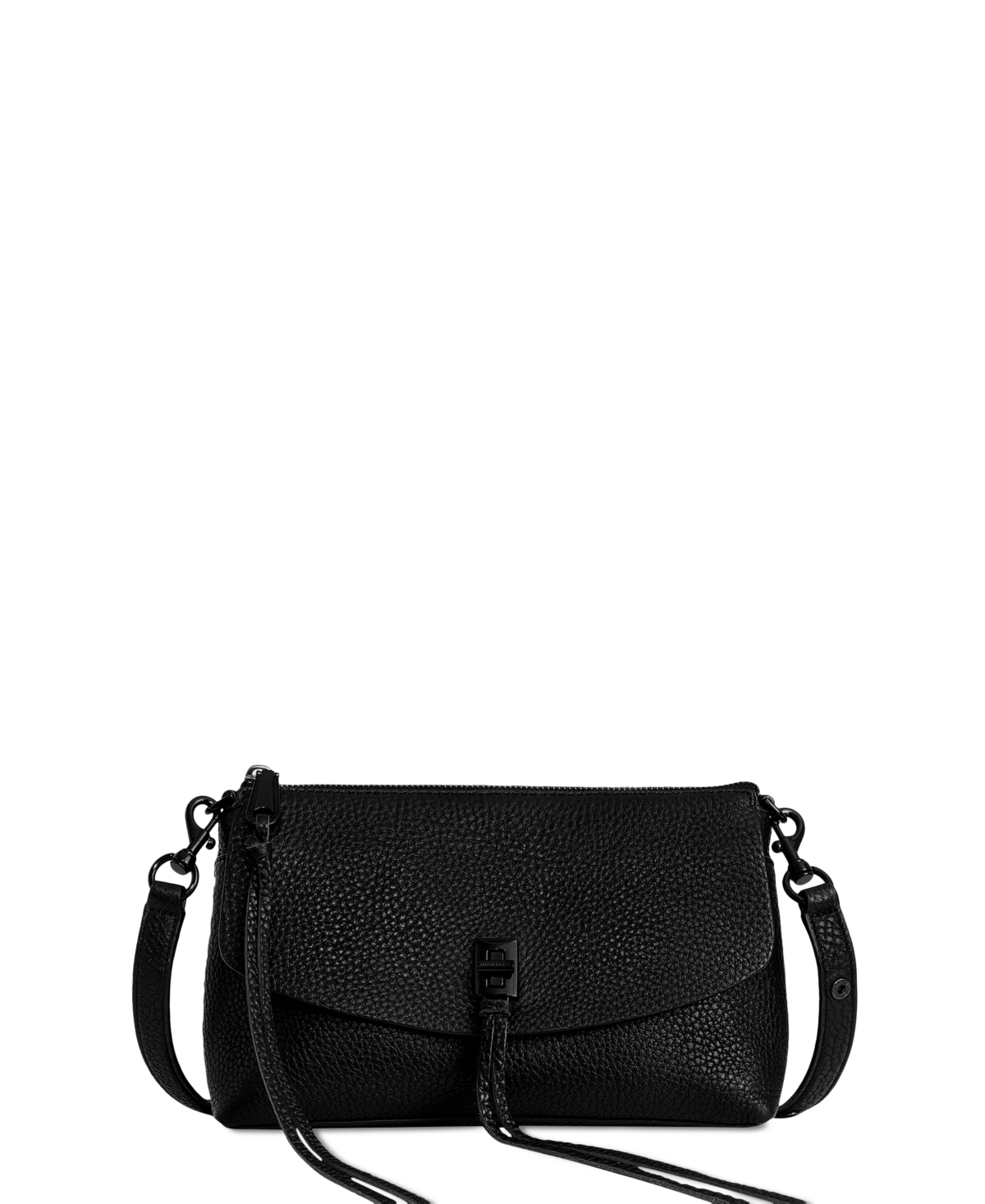 Rebecca Minkoff Darren Small Leather Top Zip Leather Shoulder Bag In Black