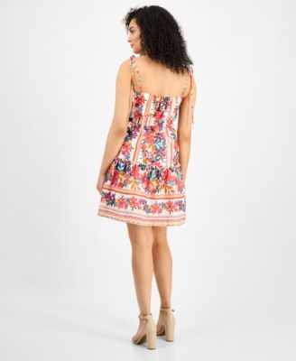 Women's Floral-Print Tie-Strap Mini Dress